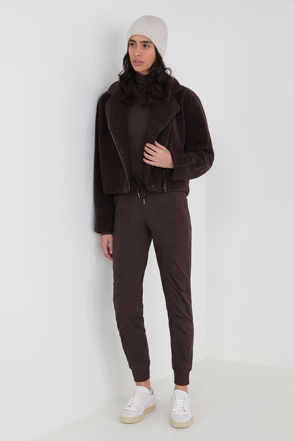 Textured Fleece Moto Jacket